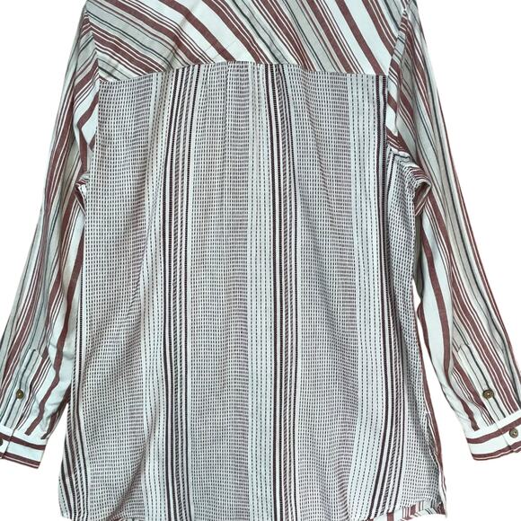 Soft Surroundings NWT Women's Linen Blend Striped Beaded Jeweled Tunic Top Large - Picture 3 of 8